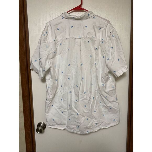 Chaps Classic Fit Pineapple Print Button Down Short Sleeve Shirt White XL - Picture 5 of 5